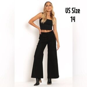 BLACKMILK Sweeper-Style Wide-Leg Mid-Rise BLACK STREET PANTS! UNISEX!